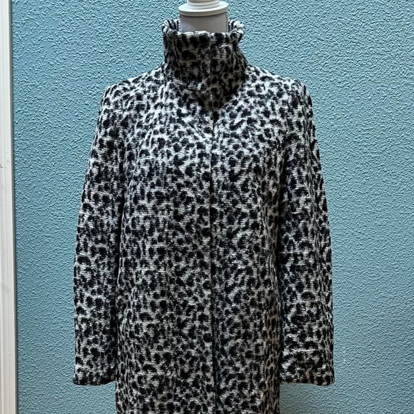 Animal Print Wool-Blend Coat - Picture 2 of 8